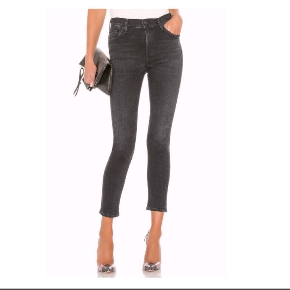 Citizens of Humanity Mid Rise Rocket Crop skinny jeans sz 32 Black wash